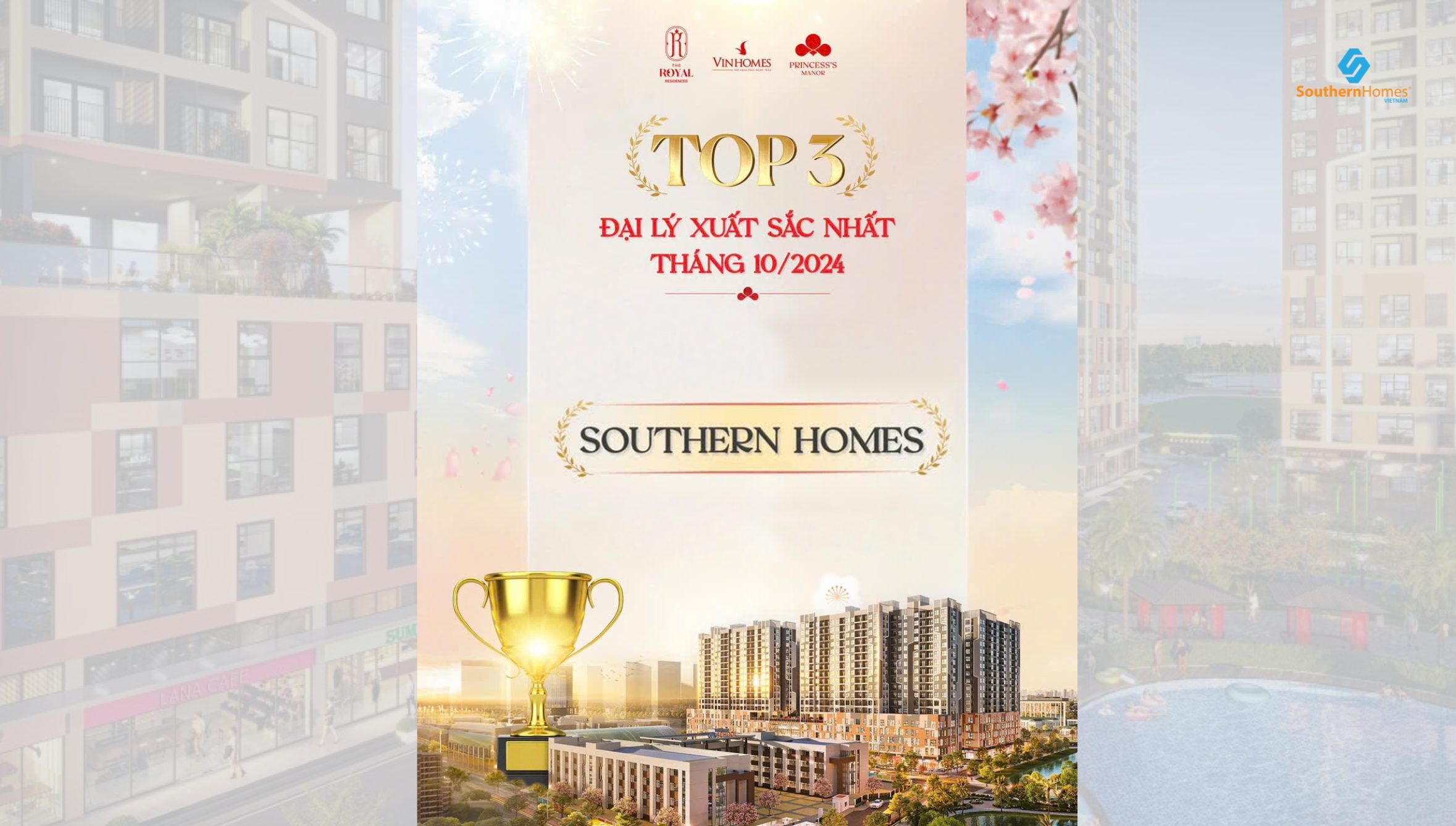 Southern Homes Việt Nam đạt Top 3 xuất sắc nhất Princess's Manor tháng 10/2024